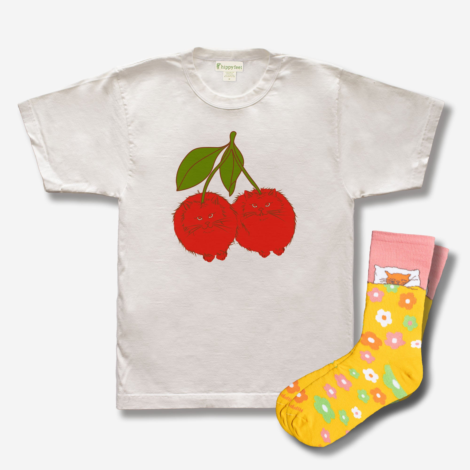 @MarisolMuro Sleeping Buddies Floral Crews & The Cherry Cats Tee - Bundle