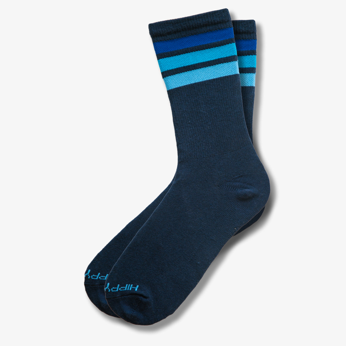 American Made 3Stripe Blue Crew Socks Hippy Feet