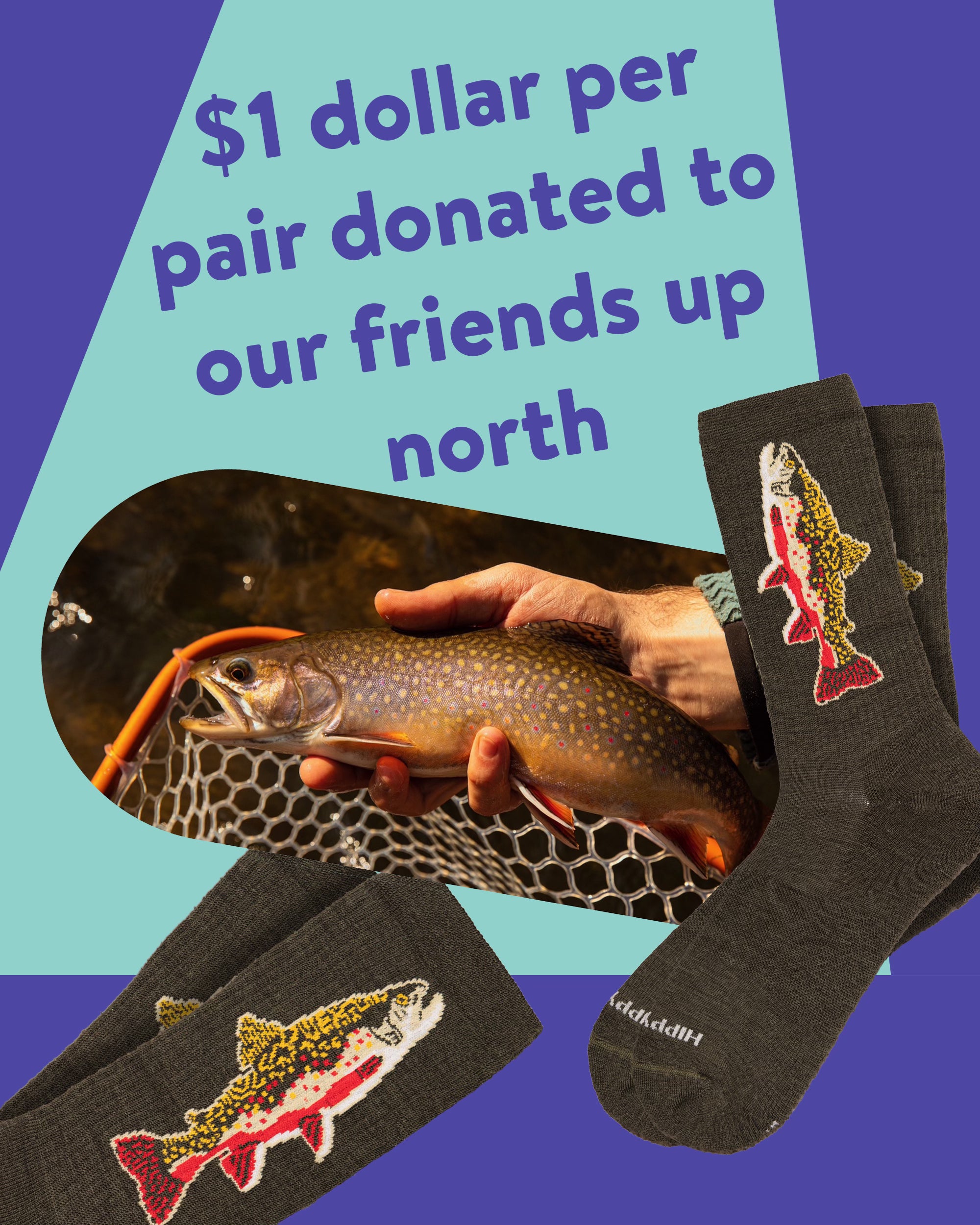 Friends of the Boundary Waters x Hippy Feet Merino Wool Native Brook Trout Hiking Crews