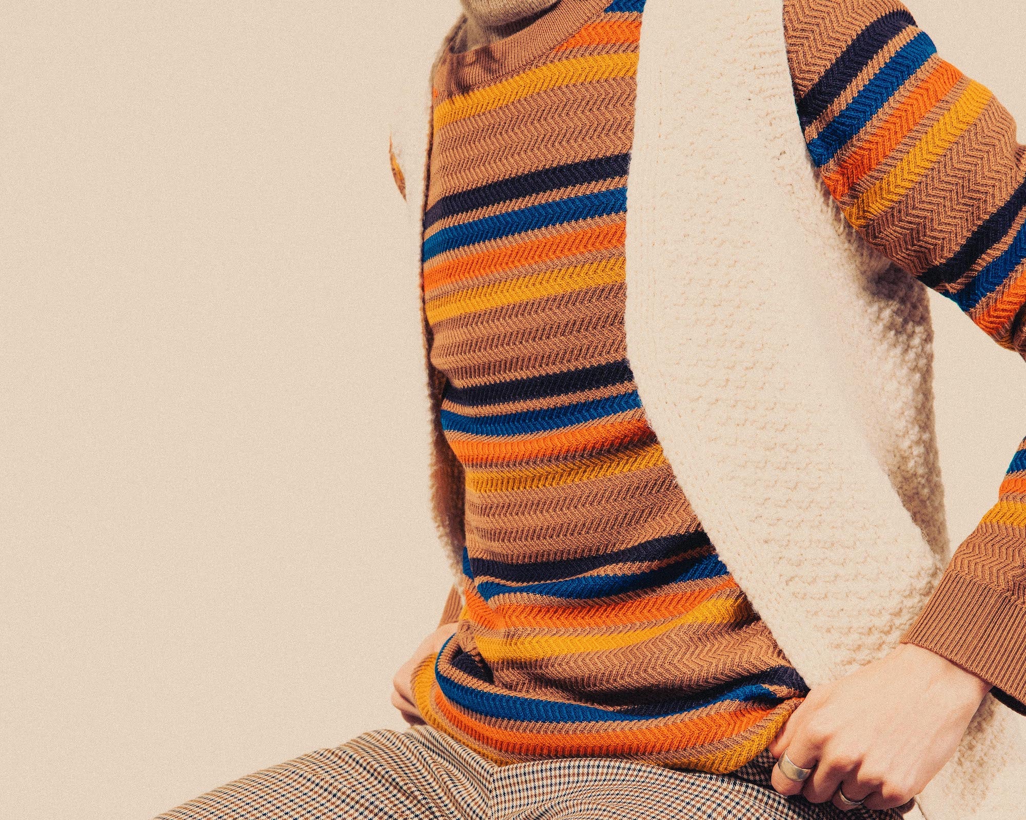 Warm Merino Striped Sweater Hippy Feet - Main Image
