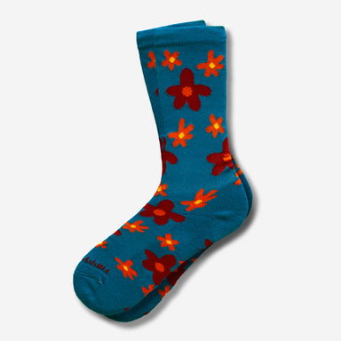 70s inspired teal patterned floral socks