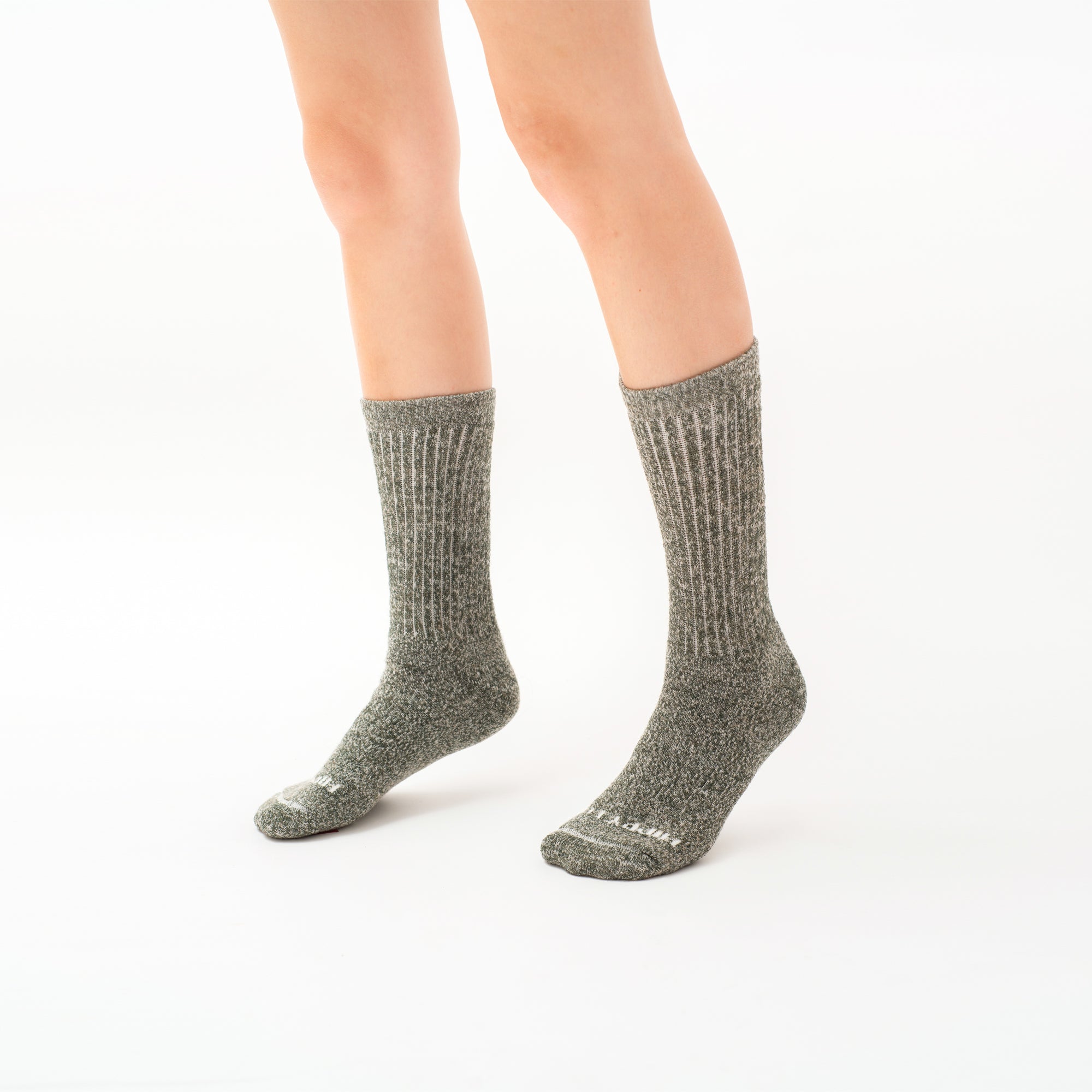 Green merino wool hiking socks