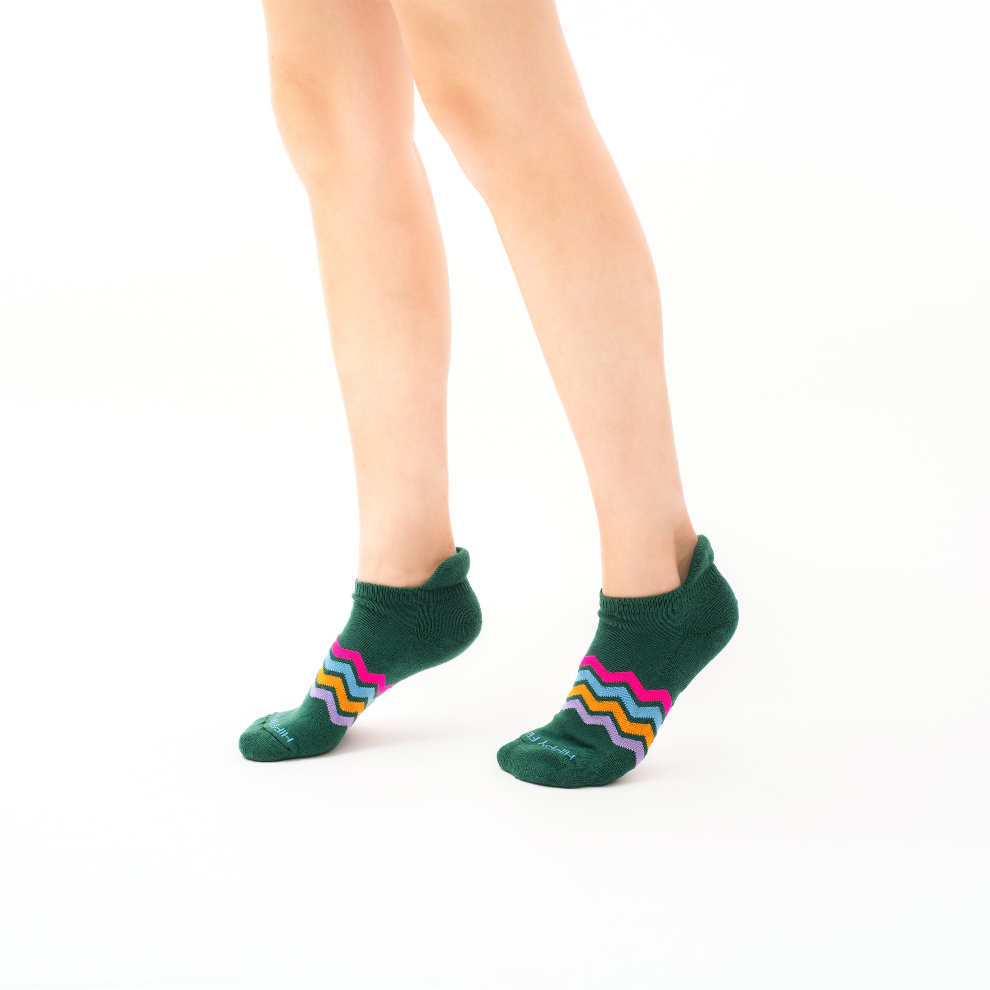 green chevron low cut socks