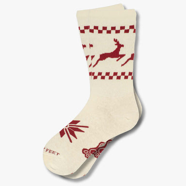 White and Red Nordic Reindeer Socks