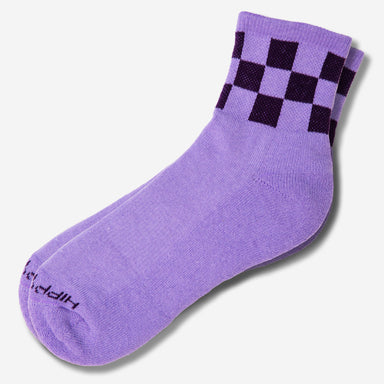 Lavender Checkered Quarter Crew Socks
